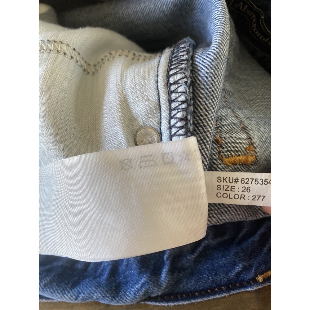 Abercrombie & Fitch High Rise Distressed Denim Shorts Womens Size 26 Blue Cotton - Picture 8 of 8